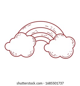 rainbow clouds fantasy magic cartoon isolated icon design vector illustration line style