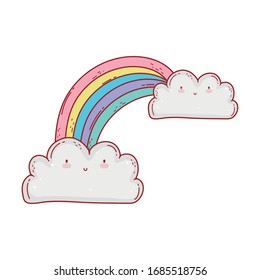 rainbow clouds fantasy magic cartoon isolated icon design vector illustration