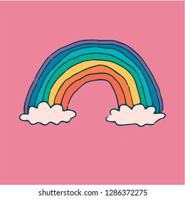 rainbow and clouds. hand-drawn vector illustration