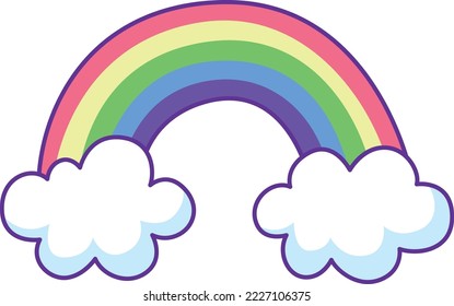 Icono de nubes arcoiris. Dibujo de color mágico curado