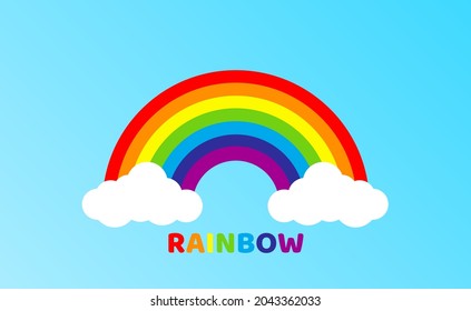 arco iris con icono de nubes. aislado en segundo plano. Ilustración vectorial.