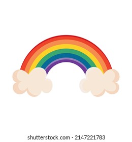 icono arco iris y nubes sobre fondo blanco