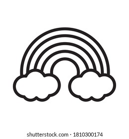 icono arco iris y nubes sobre fondo blanco, estilo de línea, ilustración vectorial