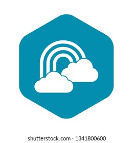 Rainbow and clouds icon in simple style isolated vector illustration