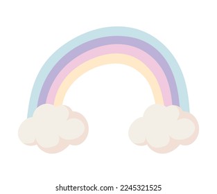 rainbow and clouds icon white background