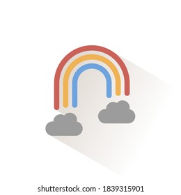 Arcoiris y nubes. Icono de color aislado. Ilustración de vectores meteorológicos