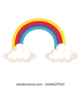 rainbow with clouds isolated icon vector illustration designicon