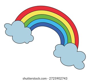 Regenbogen und Wolken einzeln auf weißem Hintergrund