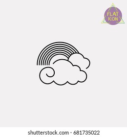 Rainbow and clouds line icon