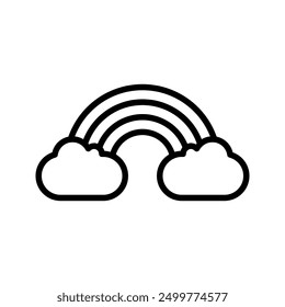 Rainbow and clouds line icon color editable