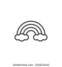 Icono de línea arcoiris y nubes. signo de estilo lineal para concepto móvil y diseño web. Icono del vector de contorno arco iris. Símbolo, ilustración del logotipo. Gráficos vectoriales