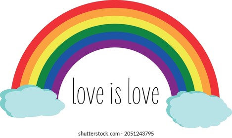 Rainbow with clouds. Love is love.