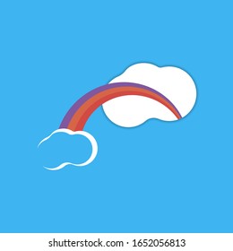 Rainbow with clouds on a blue background