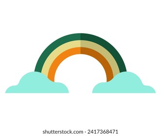 Rainbow with clouds on white background. St. Patrick's Day celeb