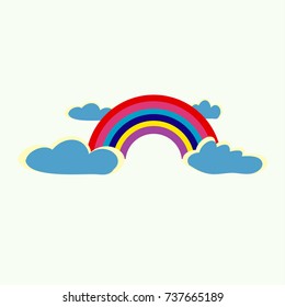 Rainbow with clouds on a white background.Vector
