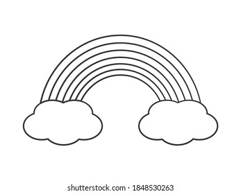 Rainbow Clouds Outline Black White Cartoon Stock Vector (Royalty Free ...