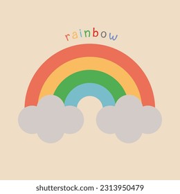 rainbow and clouds in pastel colors