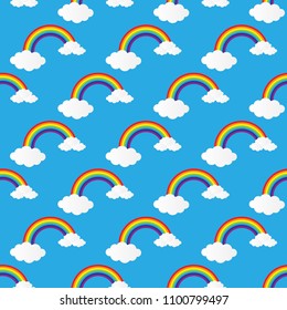rainbow and clouds pattern for background and design,vector illustration.
