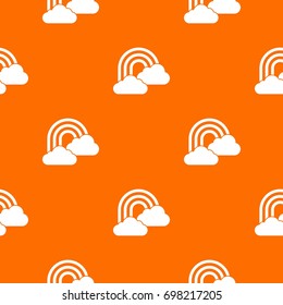 Rainbow and clouds pattern repeat seamless in orange color for any design. Vector geometric illustration