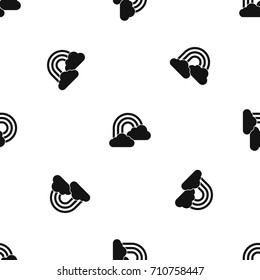 Rainbow and clouds pattern repeat seamless in black color for any design. Vector geometric illustration