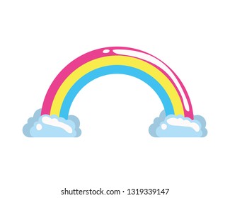 rainbow with clouds pop art