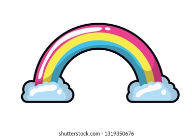 rainbow with clouds pop art