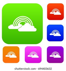 Rainbow and clouds set icon in different colors isolated vector illustration. Premium collection