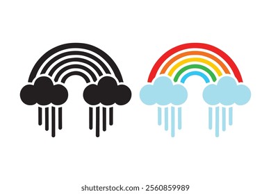 Rainbow with Clouds silhouette illustration Design