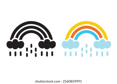 Rainbow with Clouds silhouette illustration Design