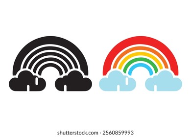 Rainbow with Clouds silhouette illustration Design