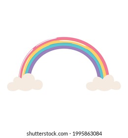 rainbow clouds sky cartoon isolated