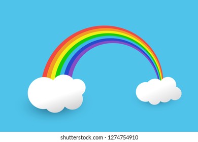 rainbow and clouds in the sky, Vector design