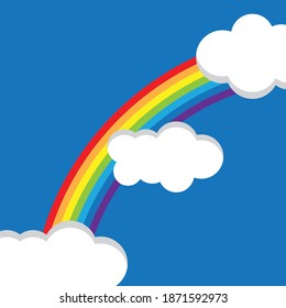 Rainbow and clouds in the sky. vector illustration 