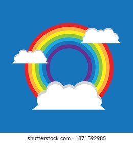 Rainbow and clouds in the sky. vector illustration 