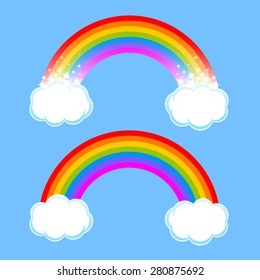 rainbow with clouds and stars