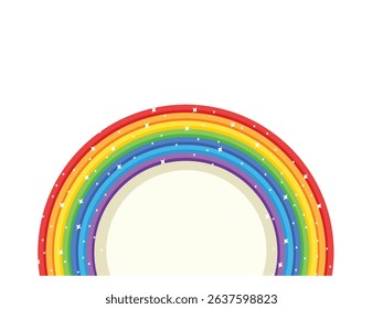 Rainbow with clouds and stars vector PNG