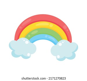 arco iris con icono de pegatina de nubes