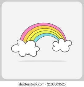 Rainbow and clouds sticker icon , rainbow logo in vector illustration for app and website
