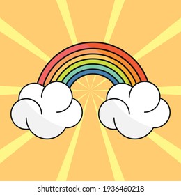 rainbow clouds sunburst decoration design