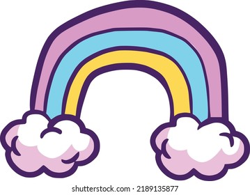 Rainbow in clouds, teen vector art
