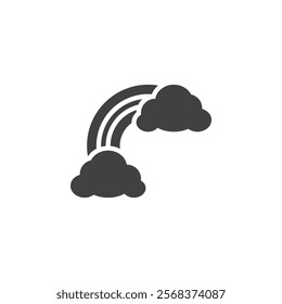 Rainbow with clouds vector icon. filled flat sign for mobile concept and web design. Spring Rainbow glyph icon. Symbol, logo illustration. Vector graphics