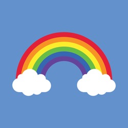 Rainbow With Clouds Vector Illustration