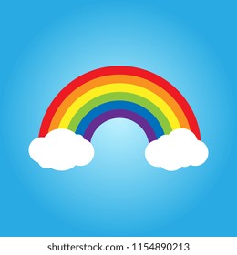 Rainbow With Clouds Vector Illustration