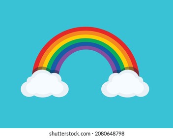 Rainbow With Clouds, Vector illustration