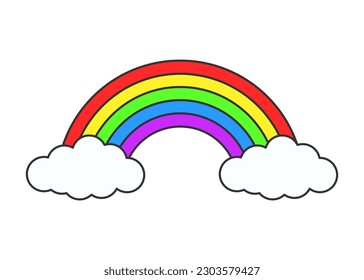 rainbow with clouds vector illustration