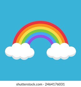 Rainbow and clouds. Vector illustration.