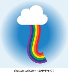 Rainbow With Clouds Vector Illustration high quality