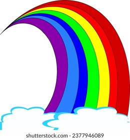 Rainbow and clouds, vector illustration of hot weather