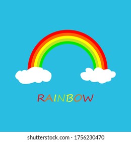 Arcoiris e ilustración vectorial de nubes. Arcoiris con nubes aisladas sobre fondo blanco. Ilustración del vector