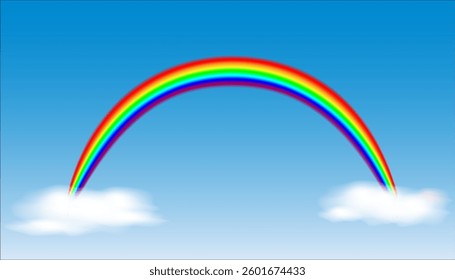 rainbow with clouds vector image